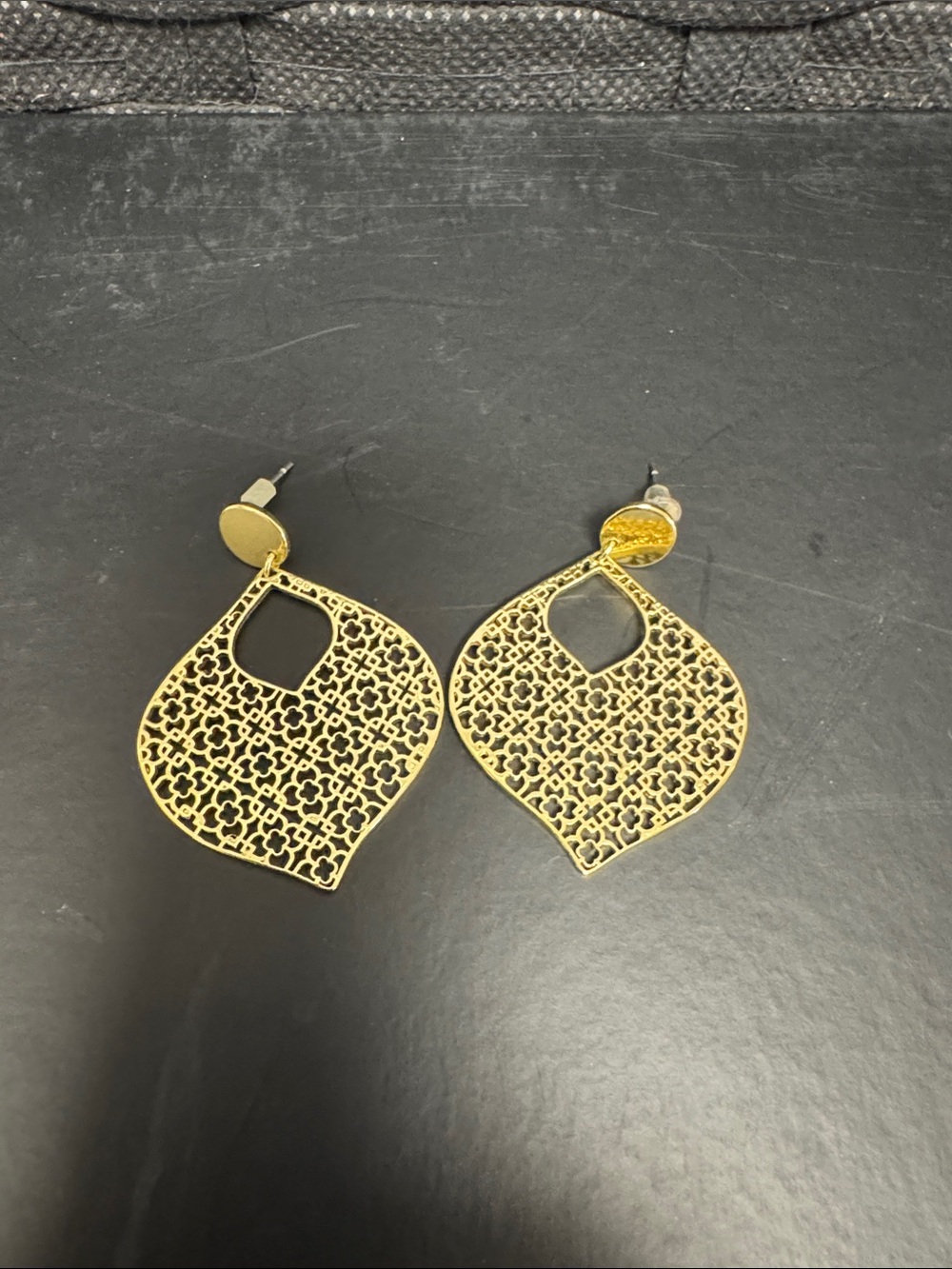 Gold Filigree Teardrop Dangle Earrings for Women